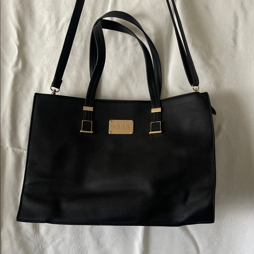 Bebe Black Tote with Gold Accents